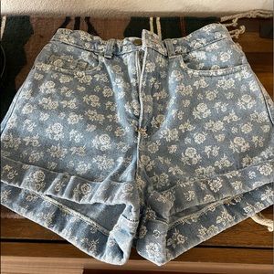 American Apparel High Waisted Floral Jean Shorts